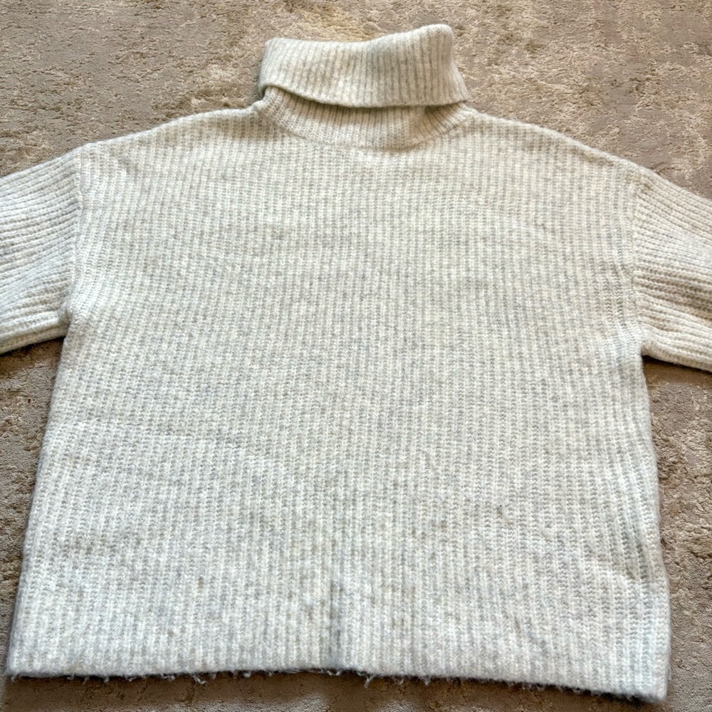 Esqualo Grey Heathered Chunky Knit Turtleneck Oversized Sweater Size Xsmall - Picture 6 of 10
